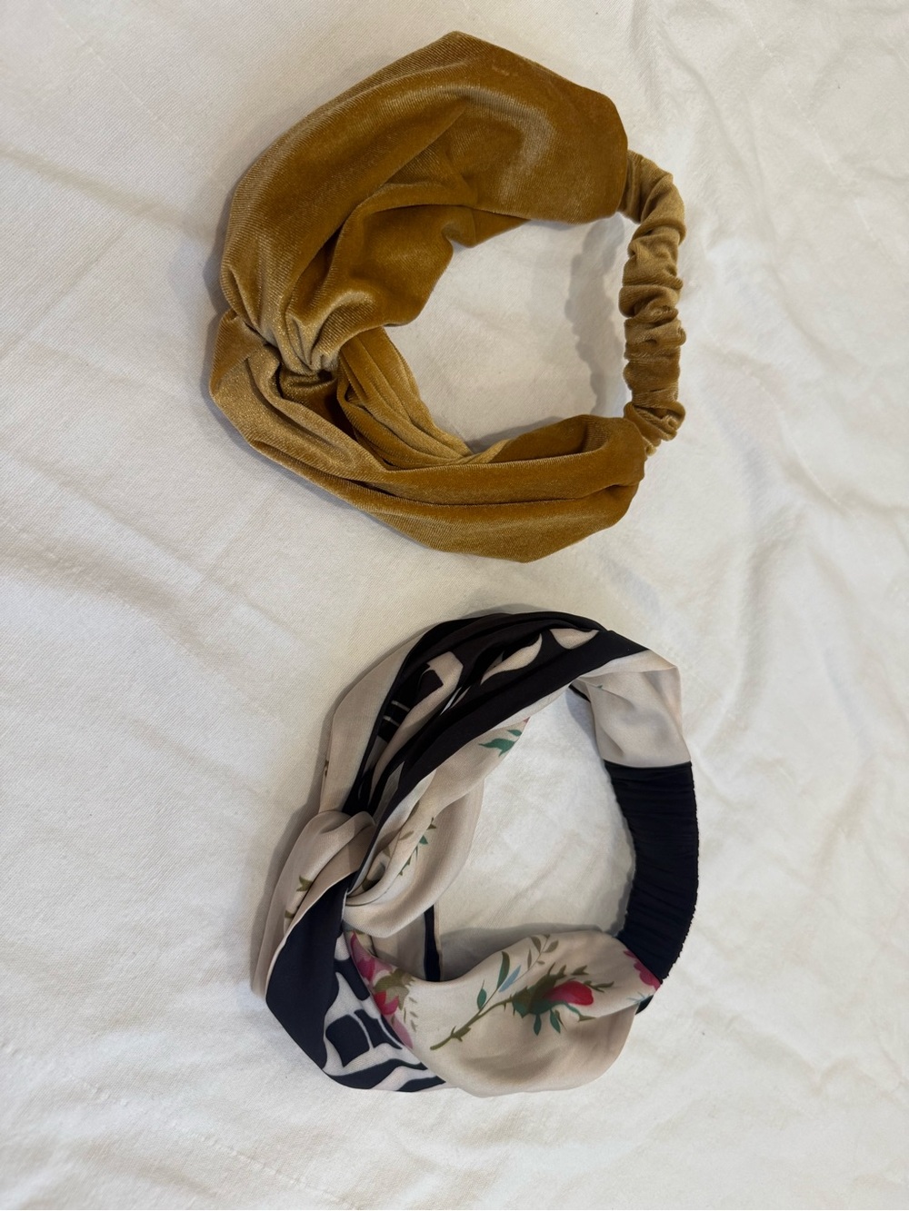 2pc Womenβs Turban Headband Bundle Velvet & Floral Elastic Hair Accessories